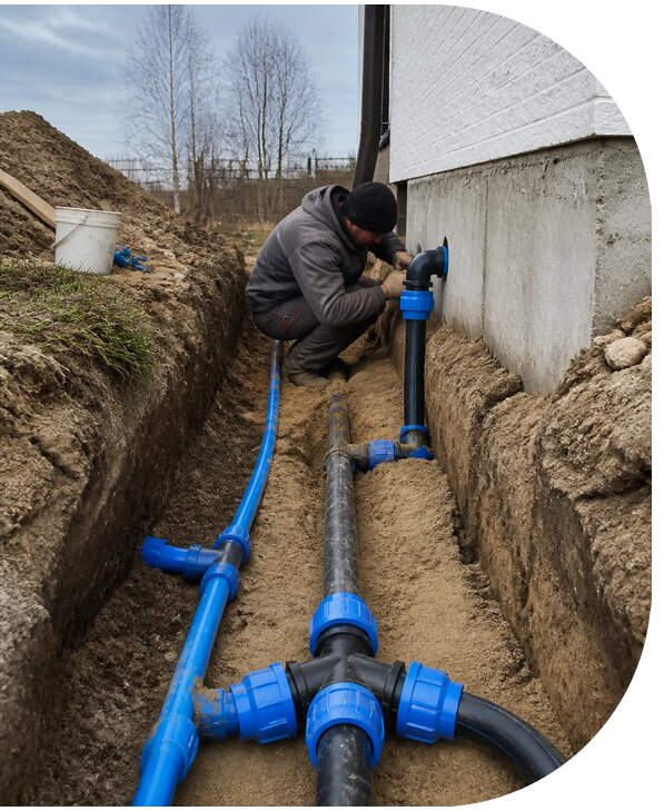 Монтаж наружного водопровода на участке под ключ в Новокубанске